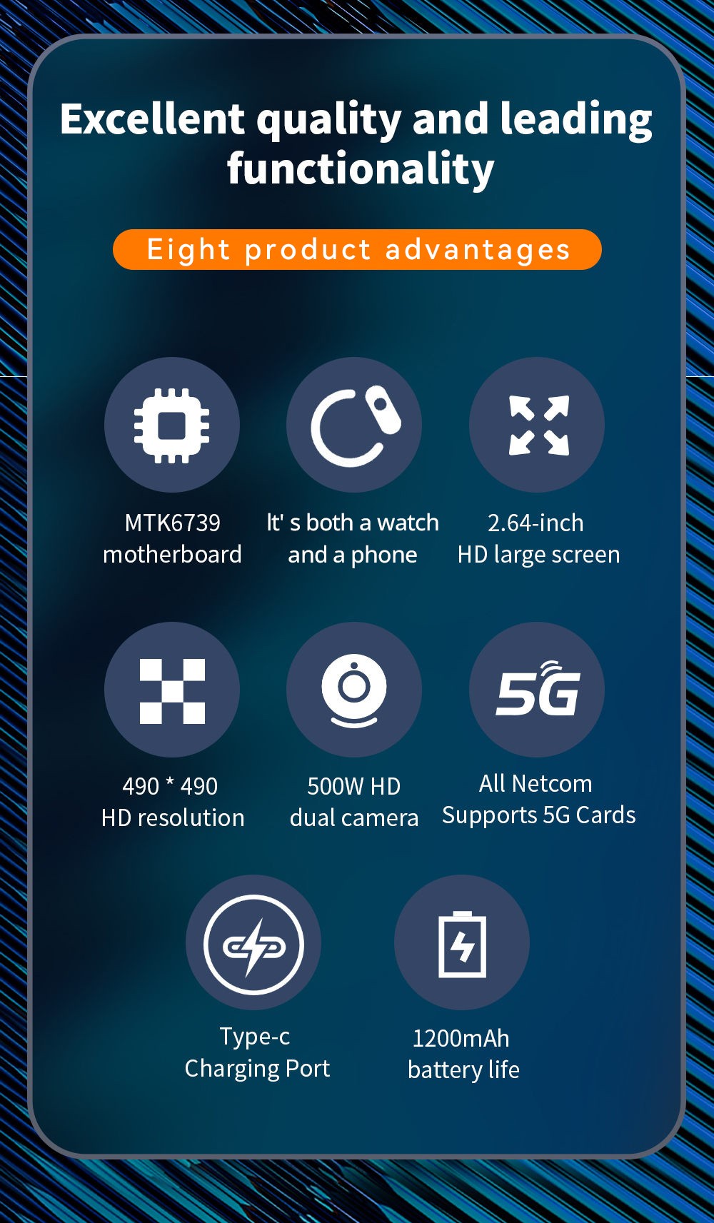 Odnímatelné chytré hodinky LOKMAT APPLLP 2 MAX, 2,64palcový displej, Android 11, podpora SIM karet 4G/5G, připojení Bluetooth, GPS určování polohy, baterie 1200 mAh