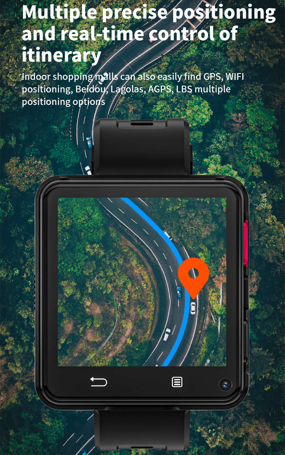 Odnímatelné chytré hodinky LOKMAT APPLLP 2 MAX, 2,64palcový displej, Android 11, podpora SIM karet 4G/5G, připojení Bluetooth, GPS určování polohy, baterie 1200 mAh