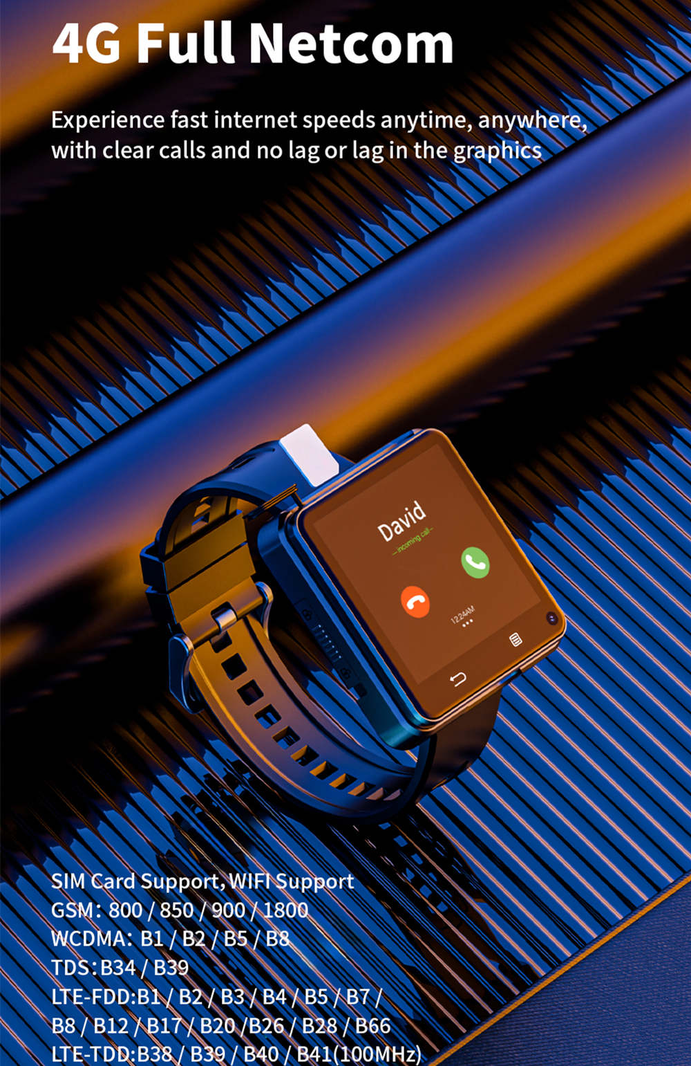 Odnímatelné chytré hodinky LOKMAT APPLLP 2 MAX, 2,64palcový displej, Android 11, podpora SIM karet 4G/5G, připojení Bluetooth, GPS určování polohy, baterie 1200 mAh