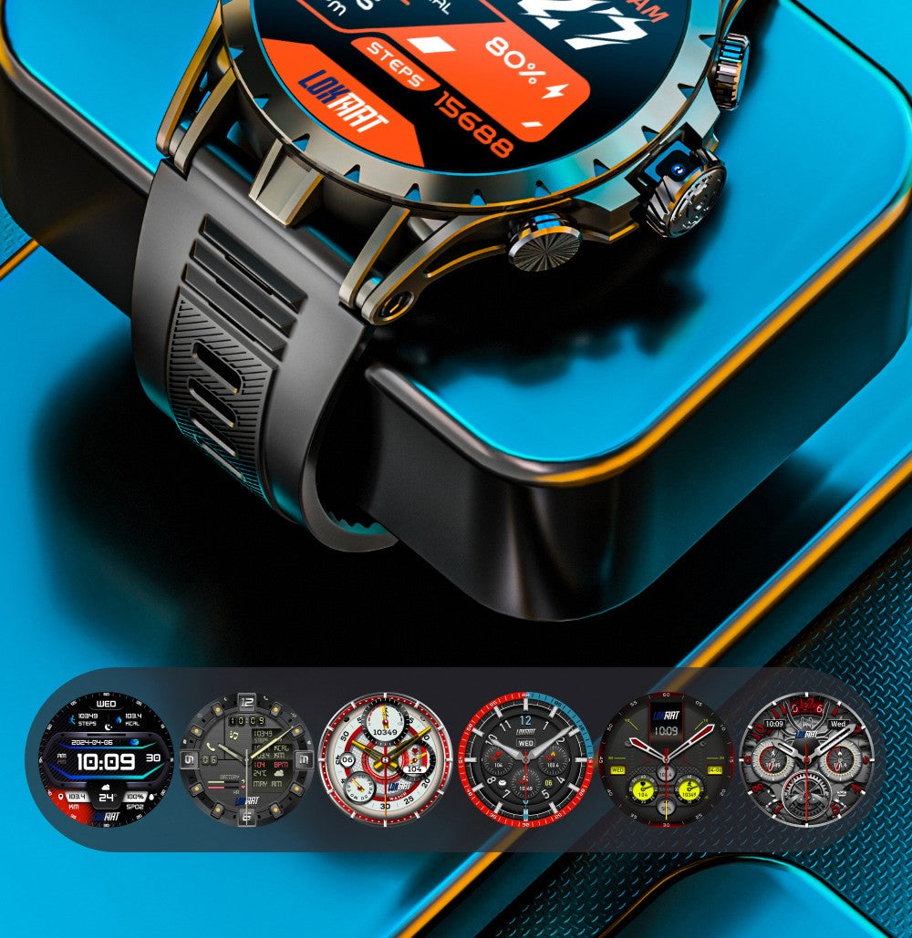 Chytré hodinky LOKMAT APPLLP 4, 1,508palcový AMOLED displej, podpora SIM karet 4G/5G, monitorování tepové frekvence a kyslíku v krvi, funkce NFC, GPS polohování