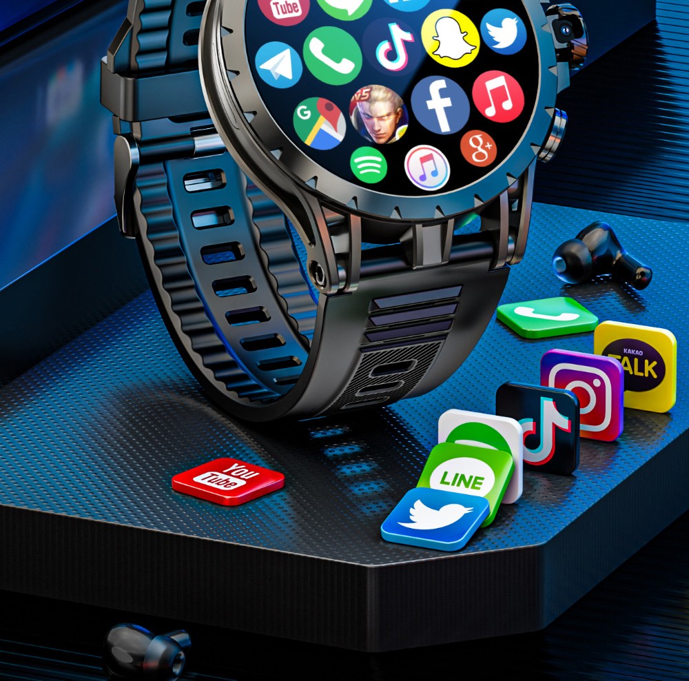 Chytré hodinky LOKMAT APPLLP 4, 1,508palcový AMOLED displej, podpora SIM karet 4G/5G, monitorování tepové frekvence a kyslíku v krvi, funkce NFC, GPS polohování