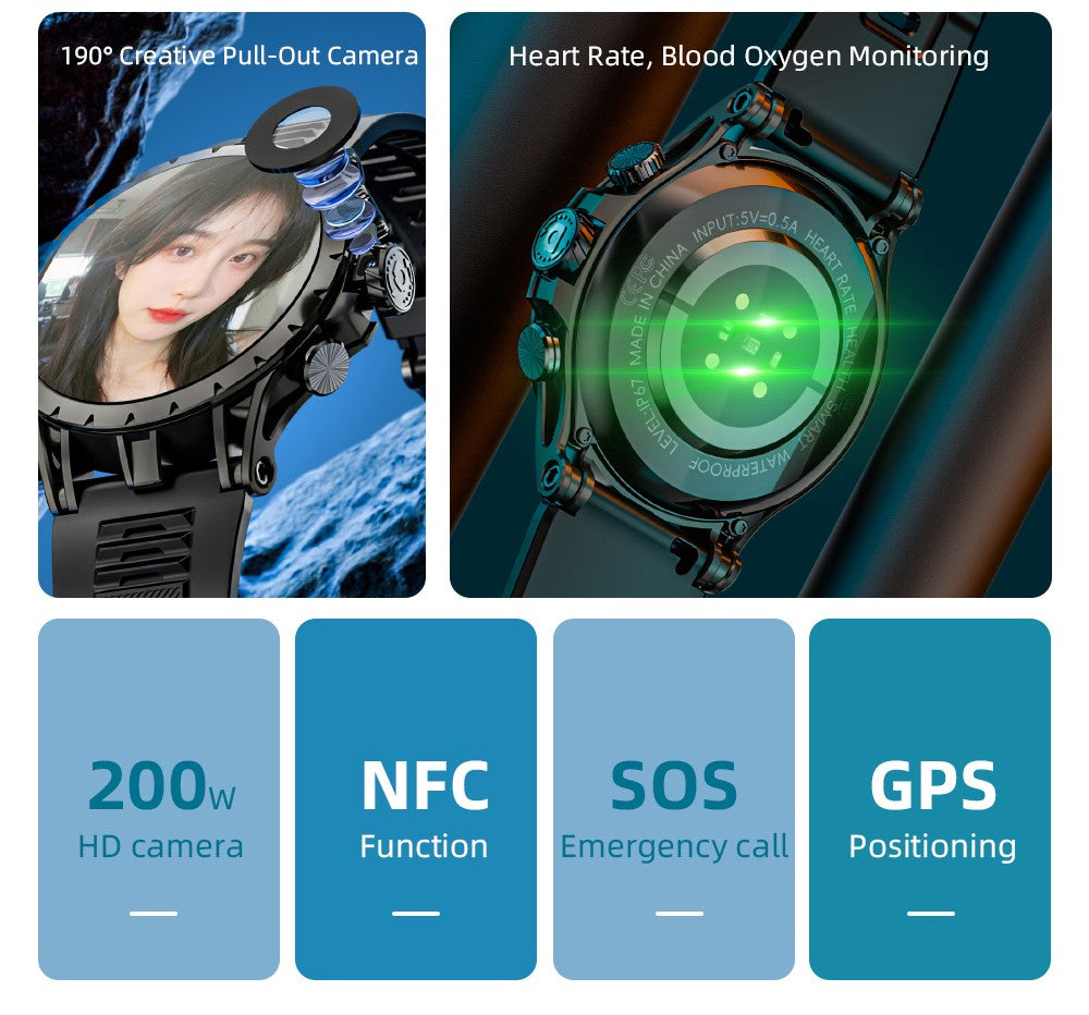 Chytré hodinky LOKMAT APPLLP 4, 1,508palcový AMOLED displej, podpora SIM karet 4G/5G, monitorování tepové frekvence a kyslíku v krvi, funkce NFC, GPS polohování