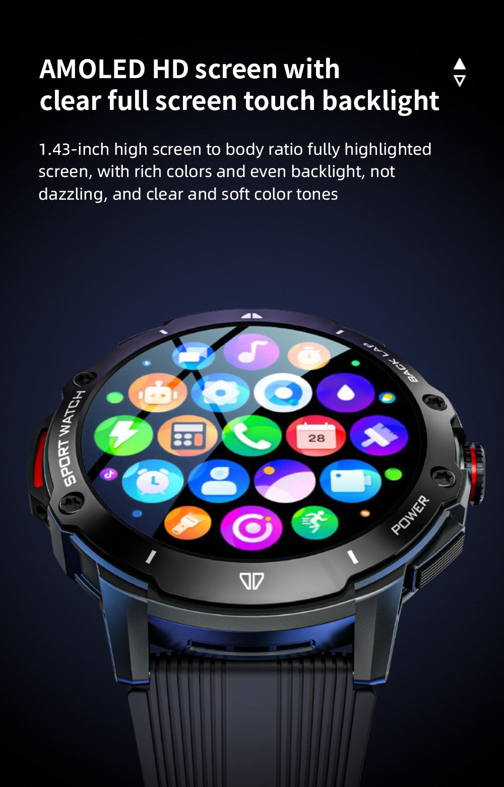 Chytré hodinky LOKMAT APPLLP 4G, AMOLED HD displej, NFC přístup, monitorování tepové frekvence, Bluetooth 4.2, více sportovních režimů, GPS/Beidou/Granas/AGPS/LBS polohování