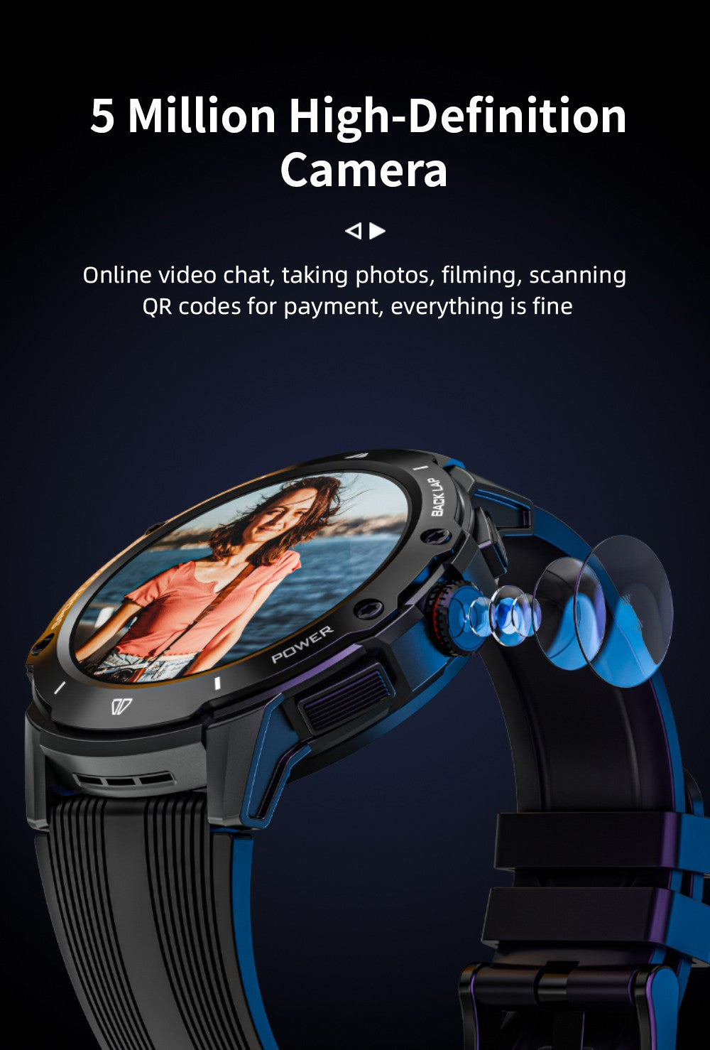 Chytré hodinky LOKMAT APPLLP 4G, AMOLED HD displej, NFC přístup, monitorování tepové frekvence, Bluetooth 4.2, více sportovních režimů, GPS/Beidou/Granas/AGPS/LBS polohování