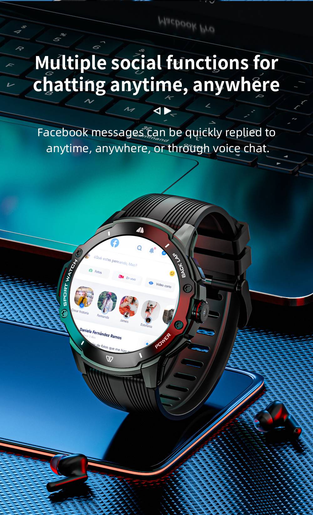 Chytré hodinky LOKMAT APPLLP 4G, AMOLED HD displej, NFC přístup, monitorování tepové frekvence, Bluetooth 4.2, více sportovních režimů, GPS/Beidou/Granas/AGPS/LBS polohování