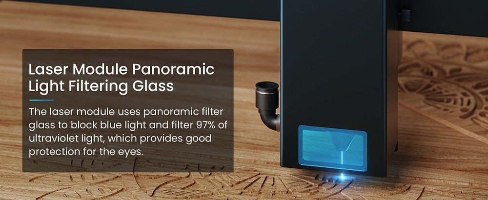 Delší laserová gravírovací řezačka B1 20W, 4jádrová laserová hlava, gravírovací plocha 450 x 440 mm