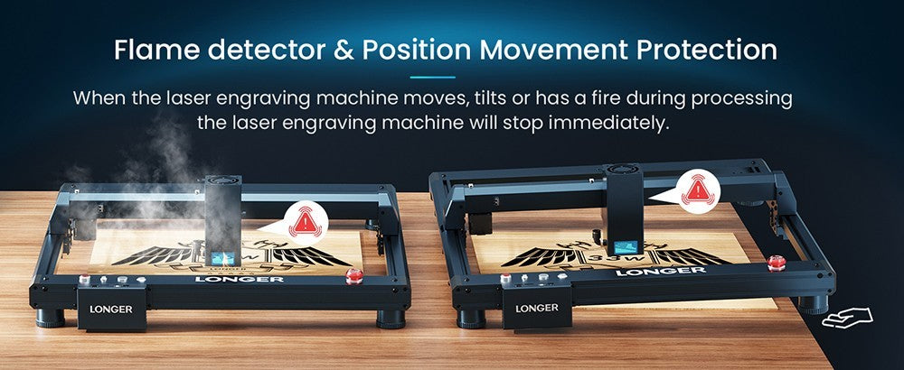 Delší laserová gravírovací řezačka B1 20W, 4jádrová laserová hlava, gravírovací plocha 450 x 440 mm