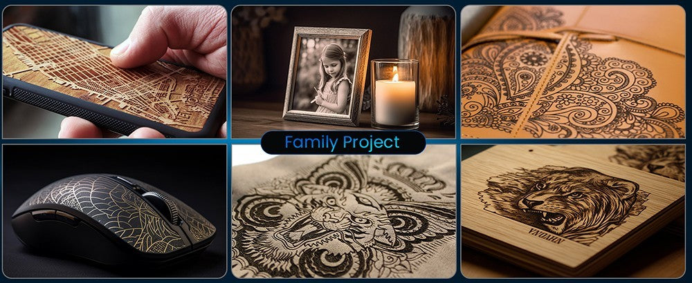 Delší laserová gravírovací řezačka B1 30W, 6jádrová laserová hlava, gravírovací plocha 450 x 440 mm