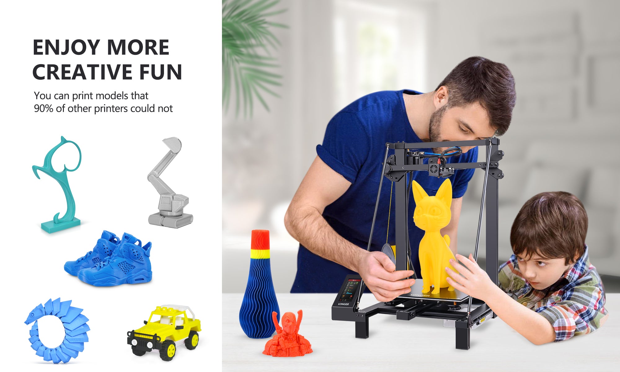 Delší 3D tiskárna LK5 Pro, 90% předem smontovaná, tichá základní deska, 300*300*400 mm