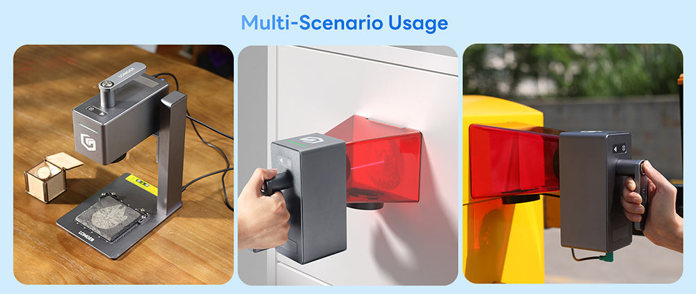 Přenosný laserový gravírovací stroj LONGER Nano Pro 12W, dva diodové lasery s FAC, ultrarychlá rychlost 5000 mm/s, přesnost 0,02 mm s čočkou Field Lens, LightBurn a LaserGRBL a LaserBurn, řezání dřeva 10 mm, 100*100 mm