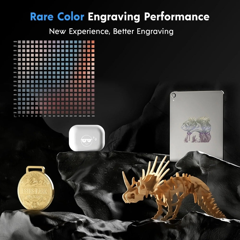 Laserová gravírka/řezačka LONGER RAY5 20W, pevné zaostření, laserový bod 0,08*0,1 mm, barevná dotyková obrazovka, 32bitový čipset, podpora připojení k aplikaci, pracovní plocha 375*375 mm