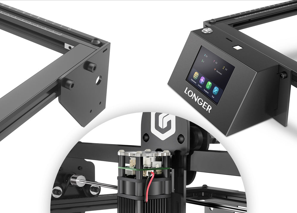 Laserový gravírovací stroj LONGER RAY5 5W, 32bitový čipset, WiFi připojení, 3,5"