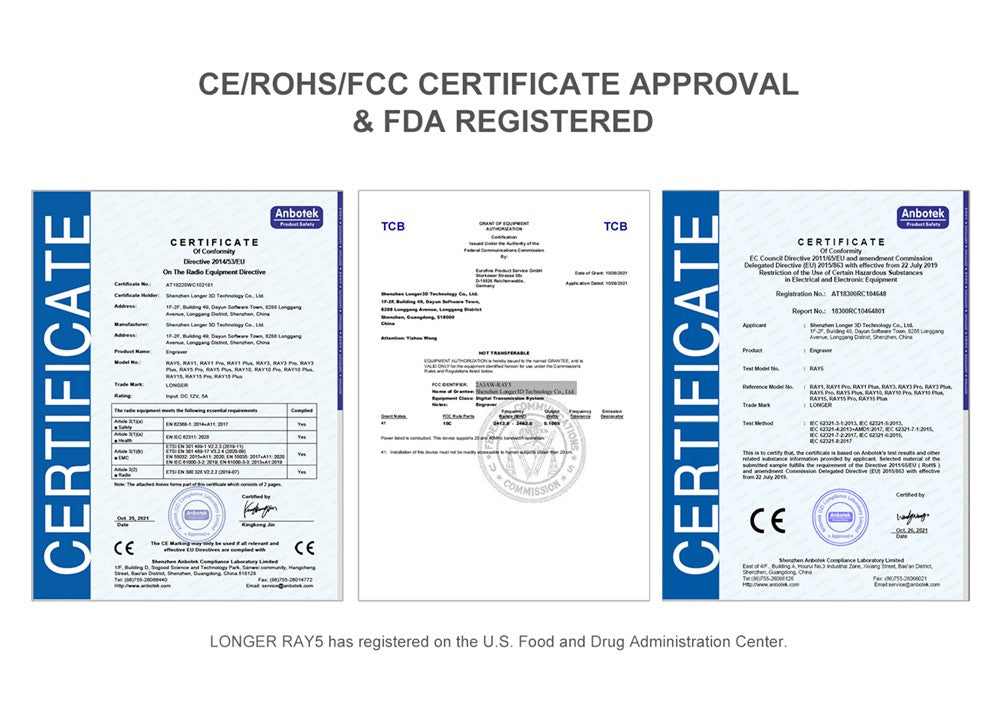 Laserový gravírovací stroj LONGER RAY5 5W, 32bitový čipset, WiFi připojení, 3,5"
