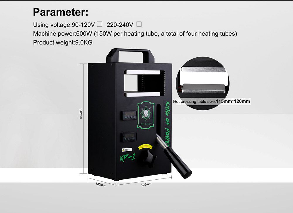 Termolis KP-1 Tech-L na kalafunu, dvě topné desky 4,5 x 4,7 palce, 1000 W, 4 topné tyče, digitální regulace teploty, na kalafunu a sušené květiny