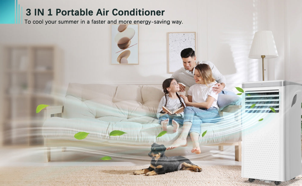 Přenosná klimatizace a odvlhčovač LUKO A011D1-7K 3 v 1, chladicí výkon 7000 BTU, 2 rychlosti větru, 24hodinový časovač, nízká hlučnost, dálkové ovládání