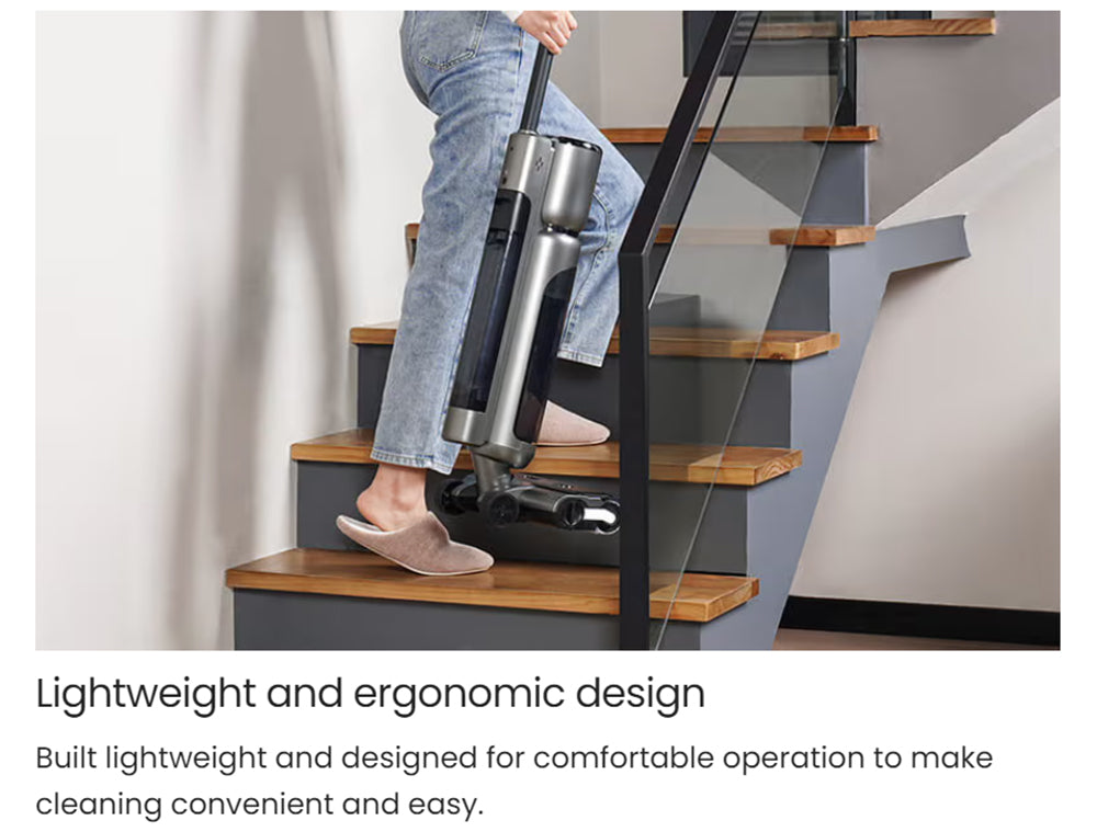 Bezdrátový mokro-suchý vysavač Maircle F1, sací výkon 16 kPa, doba provozu 35 minut, LED displej, samojízdný a samočisticí, hlasové pokyny, na dřevěné podlahy a lepkavé nečistoty