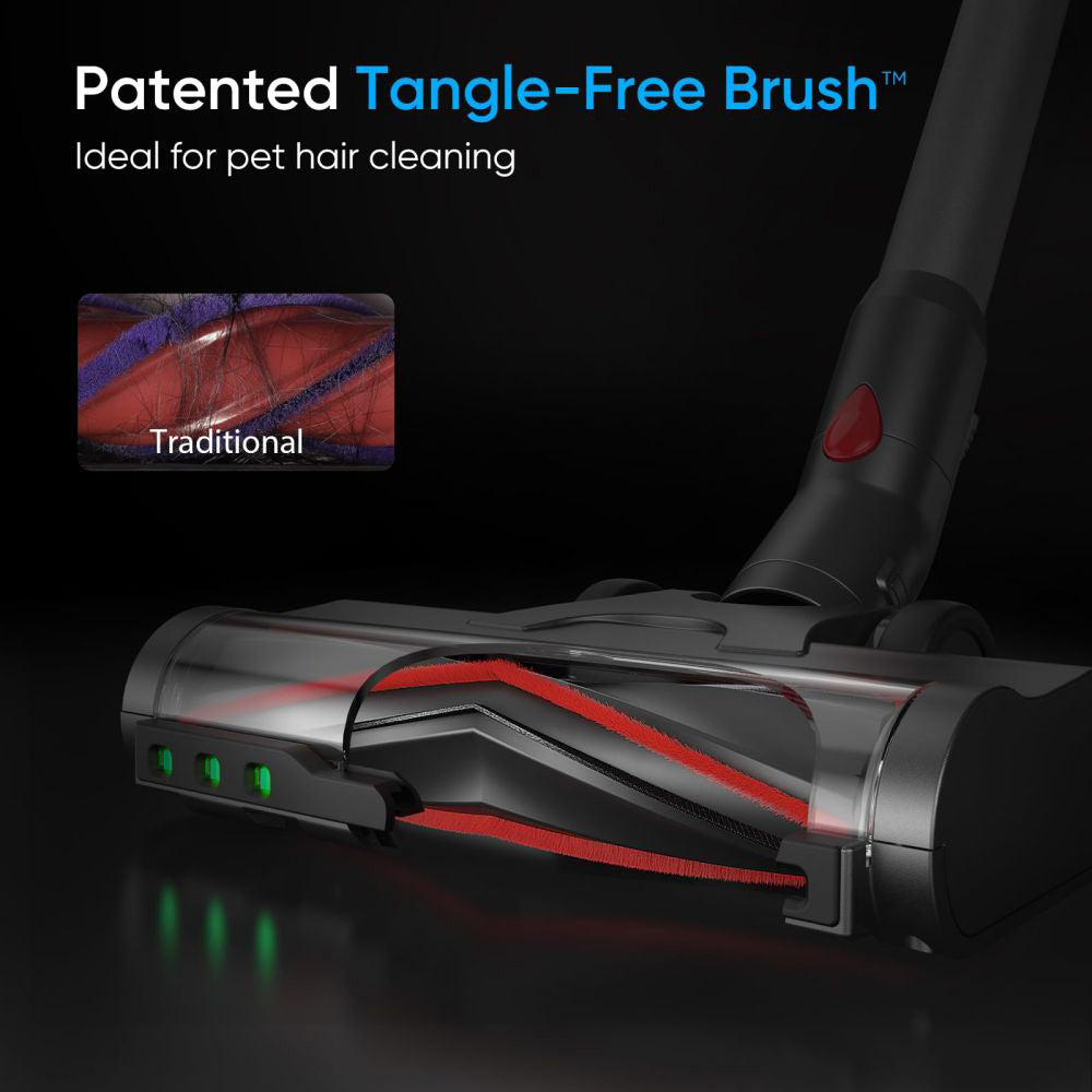 Bezdrátový vysavač Maircle S3 Pro, s úložným a nabíjecím dokem 2 v 1, doba provozu 70 minut, sací výkon 35 kPa, zelené LED světlomety, bezkartáčový motor 210 W, pro tvrdé podlahy, koberce a zvířecí chlupy.