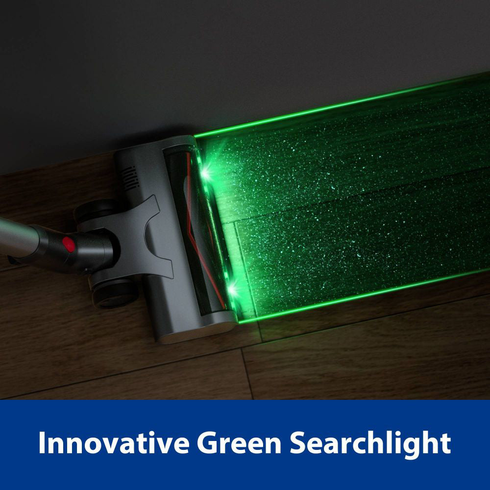 Bezdrátový vysavač Maircle S3 Pro, s úložným a nabíjecím dokem 2 v 1, doba provozu 70 minut, sací výkon 35 kPa, zelené LED světlomety, bezkartáčový motor 210 W, pro tvrdé podlahy, koberce a zvířecí chlupy.