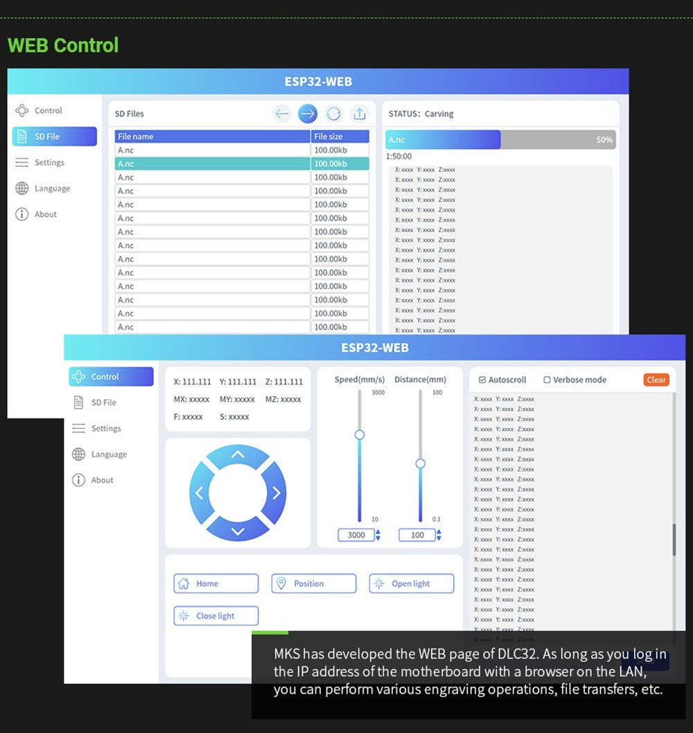 Řídicí deska pro 32bitový laserový gravírovací stroj Makerbase MKS DLC32