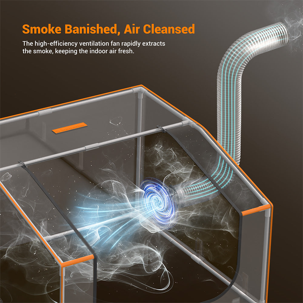 Kryt pro laserový gravírovací stroj Mecpow FC2 950×930×460m, ohnivzdorný, s průzorem, ventilátorem a výfukem, kompatibilní s řadou Mecpow X5/X5 Pro Sculpfun S30 Ultra