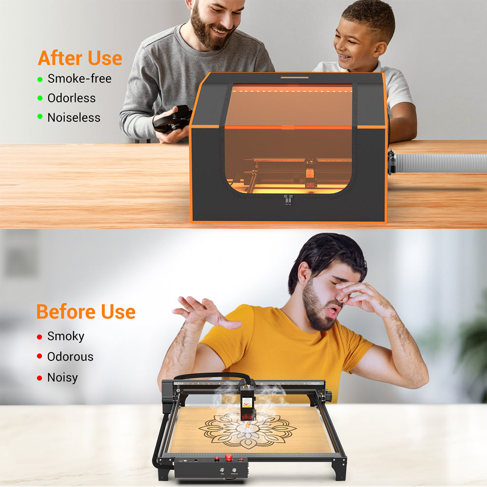 Kryt pro laserový gravírovací stroj Mecpow FC2 950×930×460m, ohnivzdorný, s průzorem, ventilátorem a výfukem, kompatibilní s řadou Mecpow X5/X5 Pro Sculpfun S30 Ultra