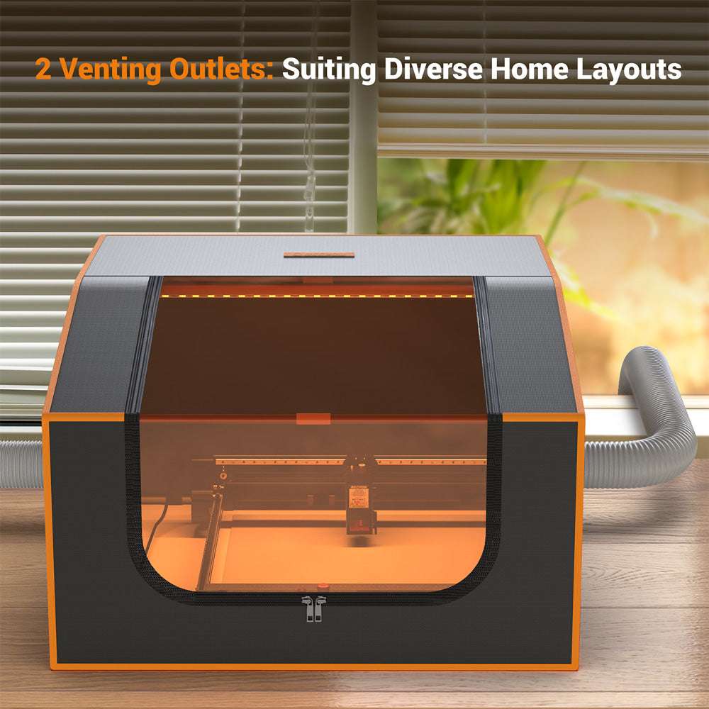 Kryt pro laserový gravírovací stroj Mecpow FC2 950×930×460m, ohnivzdorný, s průzorem, ventilátorem a výfukem, kompatibilní s řadou Mecpow X5/X5 Pro Sculpfun S30 Ultra