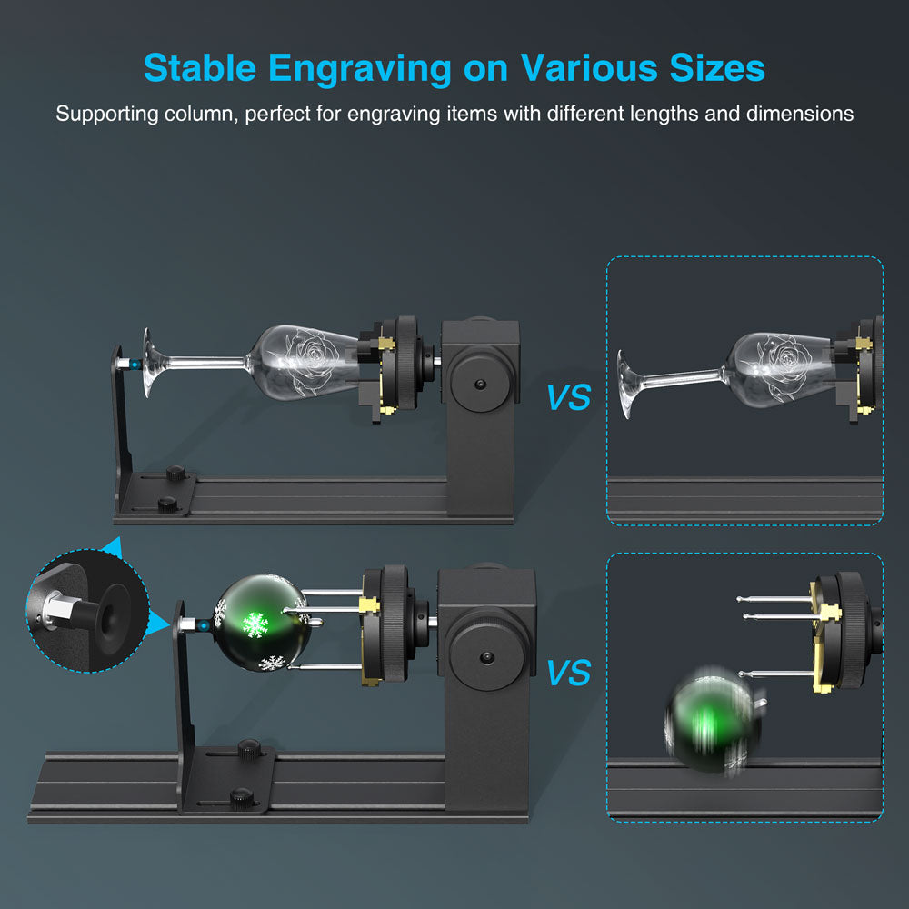 Rotační válečkový modul Mecpow G5 s univerzálními čelistmi, nastavitelným otočným sklíčidlem a nosným sloupkem pro Mecpow a další značky