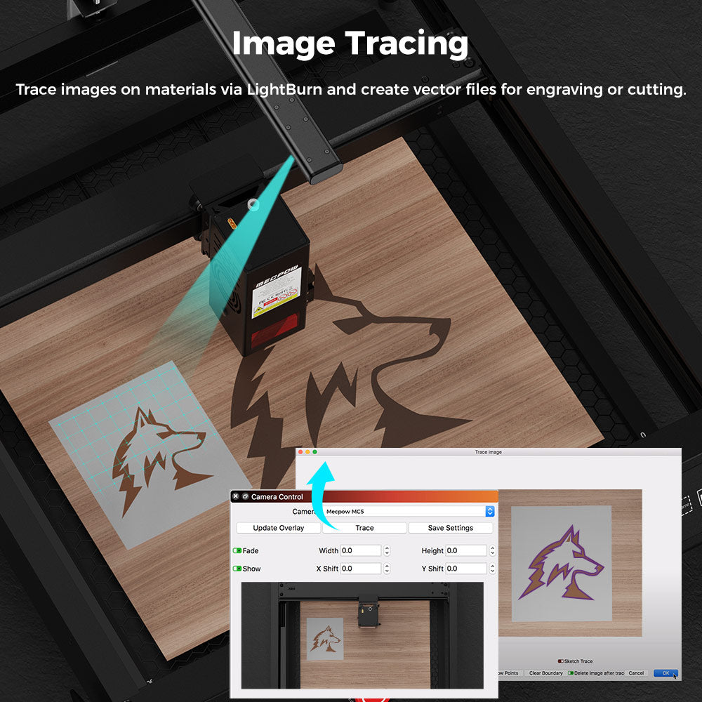Mecpow MC5 5MP Lightburn kamera pro laserové gravírky