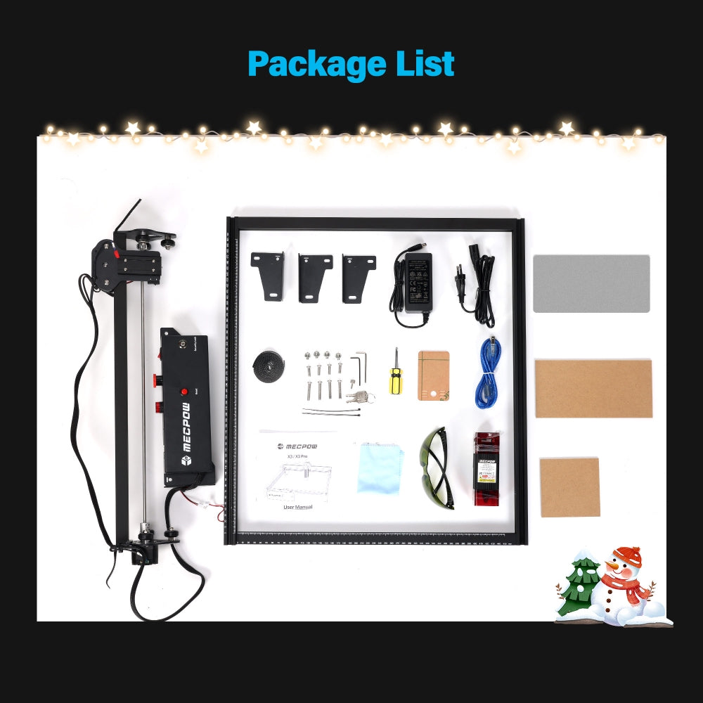 Laserový gravírovací stroj Mecpow X3, výkon laseru 5 W, pevné zaostření, přesnost 0,01 mm, rychlost gravírování 10 000 mm/min, bezpečnostní zámek, nouzové zastavení, detekce plamene, gyroskopický senzor, 410 x 400 mm - zástrčka EU