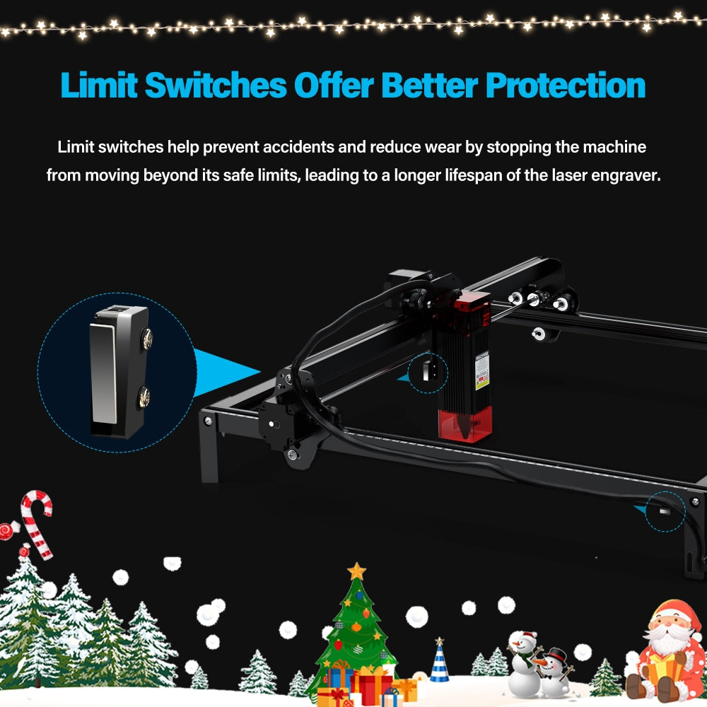 Laserový gravírovací stroj Mecpow X3, výkon laseru 5 W, pevné zaostření, přesnost 0,01 mm, rychlost gravírování 10 000 mm/min, bezpečnostní zámek, nouzové zastavení, detekce plamene, gyroskopický senzor, 410 x 400 mm - zástrčka EU