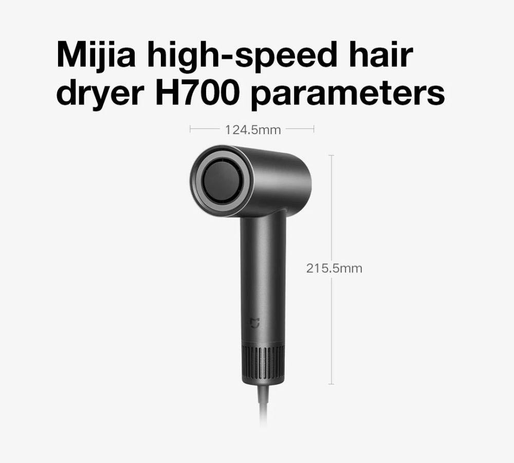 Xiaomi Mijia H700 Vysokorychlostní aniontový fén s LCD obrazovkou, 102 000 ot./min, rychlost větru 70 m/s