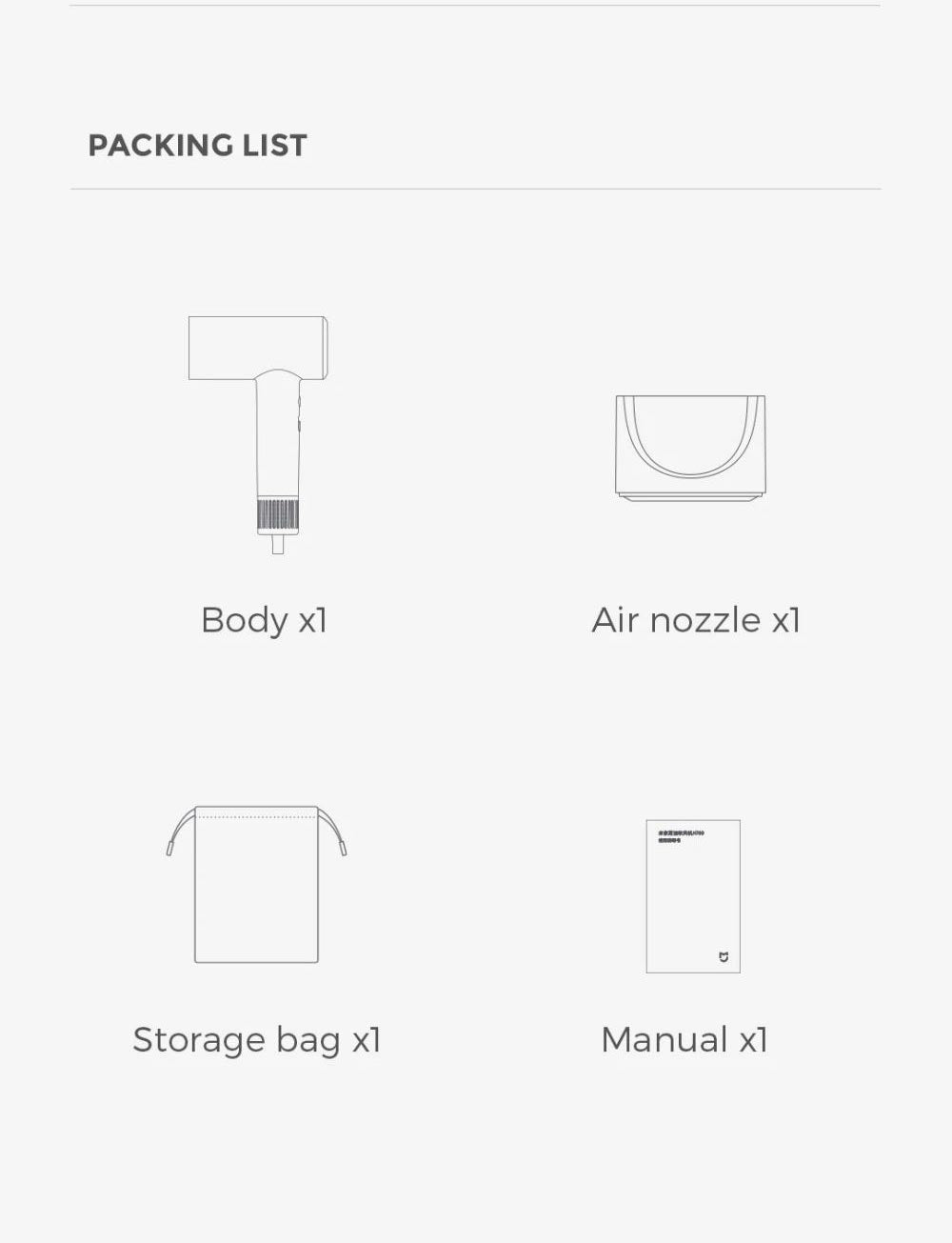 Xiaomi Mijia H700 Vysokorychlostní aniontový fén s LCD obrazovkou, 102 000 ot./min, rychlost větru 70 m/s