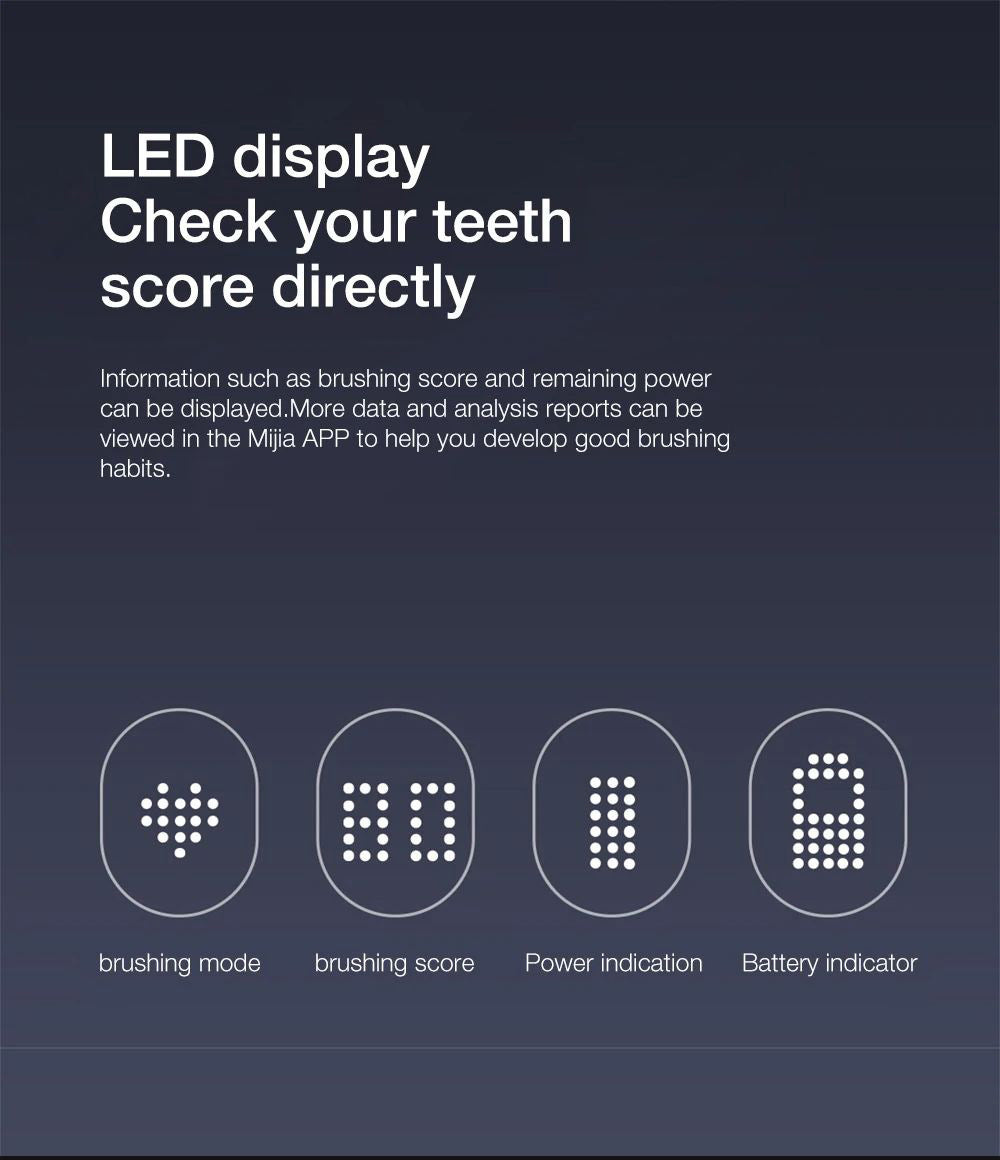 Xiaomi Mijia T700 Sonic elektrický zubní kartáček LED chytrý displej IPX7 vodotěsný chytrý zubní kartáček s propojením aplikací