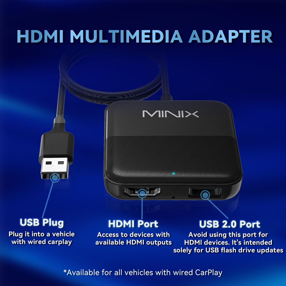 Bezdrátový adaptér MINIX CA361 CarPlay s HDMI/USB, Plug & Play