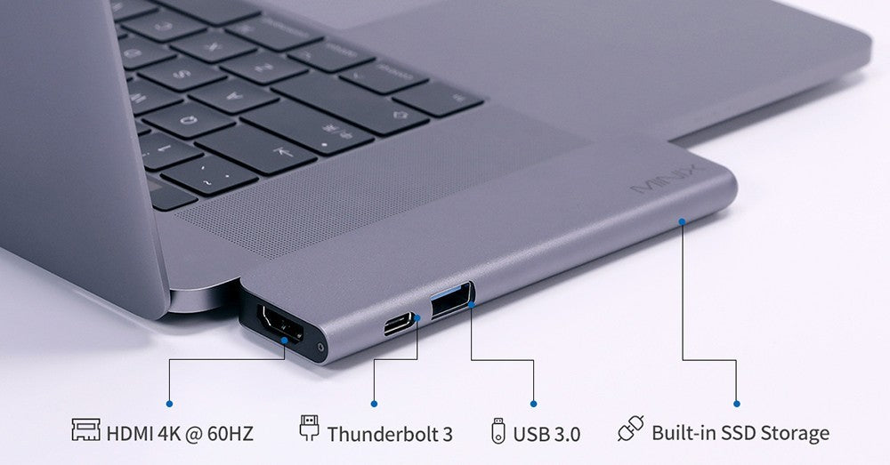 MINIX SD4 GR 480GB SSD duální 4K@60Hz výstup, USB 3.0, PD a data až 5 Gb/s, Thunderbolt 3 - šedý