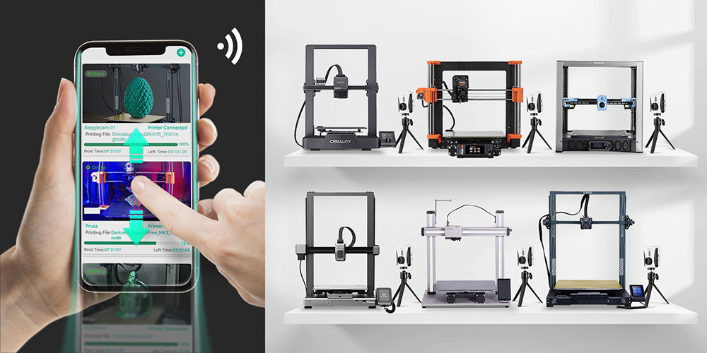 3D tiskárna Mintion Beagle V2, kamera, podpora Klipper, rozlišení videa 1080p, manuální ostření, dálkové ovládání WiFi, automatické časosběrné video, elektronický zoom, noční vidění, připojení k PC/mobilu