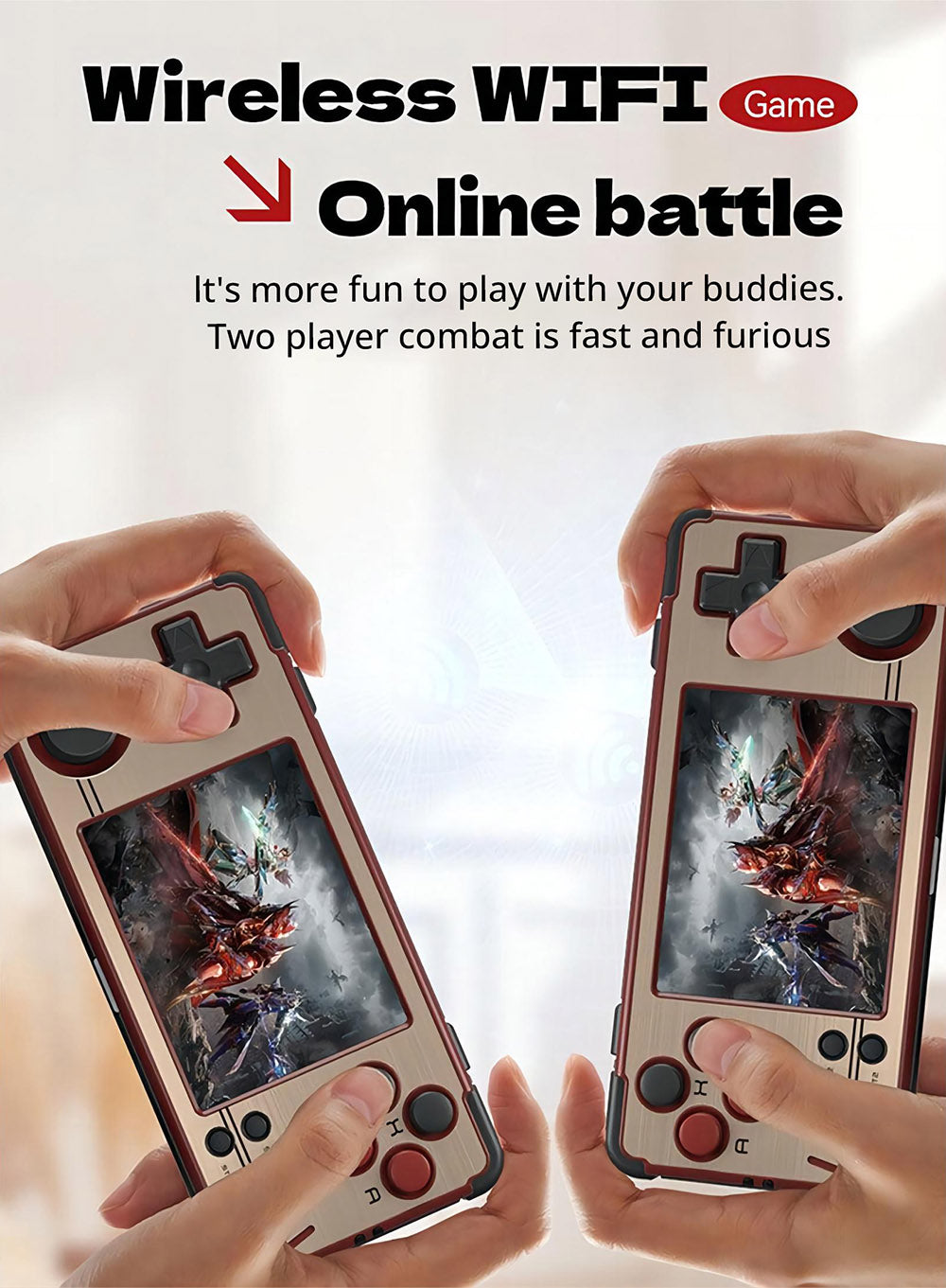 Herní konzole MIYOO A30 64GB, 2,8palcový IPS displej, baterie 2600mAh, systém Linux, 2,4G WiFi - červeno-zlatá