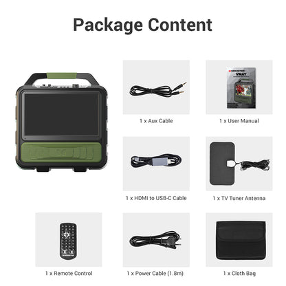 Monster Vmay 1080P Outdoor TV 60W Bluetooth Speaker Combo, DVB-T/DVB-T2 Tuner, FM Radio,15.6” Display, 8 Hours Of Video Playback, 25 Hours of Audio Playback, HDMI/Mic/USB