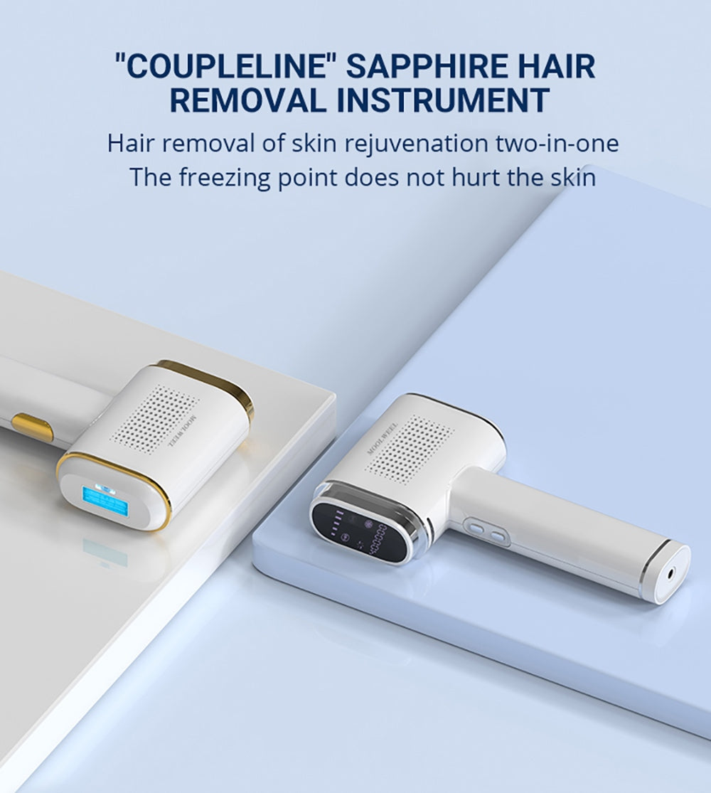 MOOLWEEL T023k Bezbolestné odstraňování chloupků se safírovým bodem mrazu, intenzivní pulzní světelná terapie - zástrčka pro USA