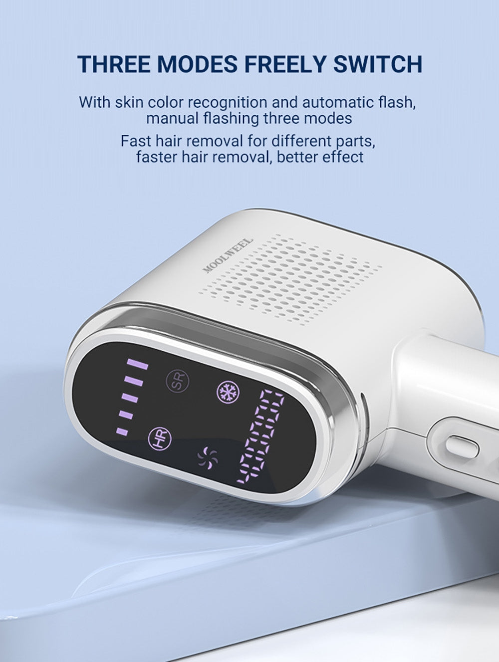 MOOLWEEL T023k Bezbolestné odstraňování chloupků se safírovým bodem mrazu, intenzivní pulzní světelná terapie - zástrčka pro USA