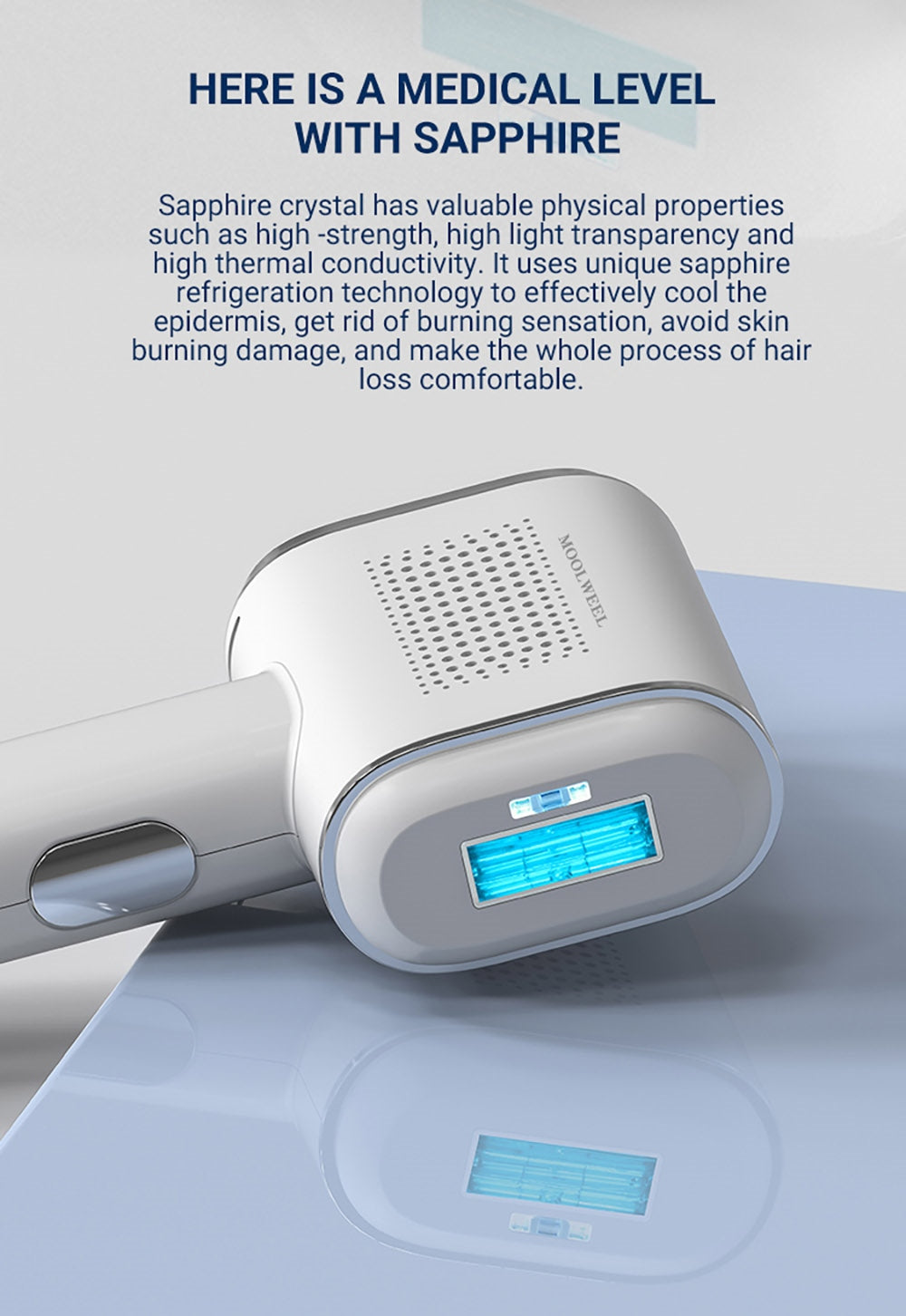 MOOLWEEL T023k Bezbolestné odstraňování chloupků se safírovým bodem mrazu, intenzivní pulzní světelná terapie - zástrčka pro USA