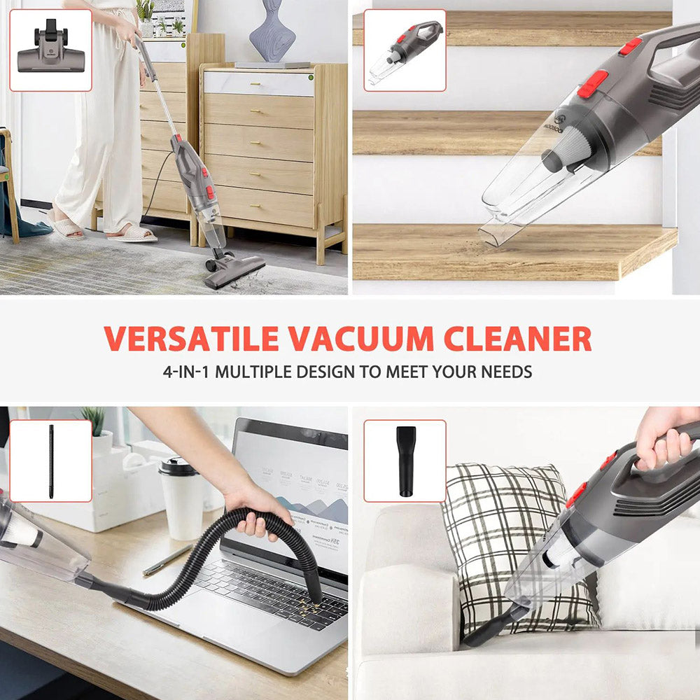 Tyčový vysavač MOOSOO LT450 4 v 1 s kabelem, silný sací tlak 15 kPa, nádoba na prach o objemu 0,8 l, 4stupňová filtrace, samostatně stojící