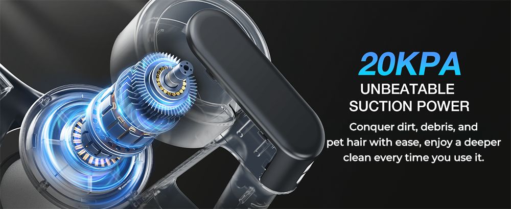 Bezdrátový tyčový vysavač MOOSOO S5 Mate, výkonný sací výkon 20 kPa, doba provozu 55 minut, nádoba na prach o objemu 1 l, zelená LED technologie, dobíjecí pro snadné čištění domácnosti, dřevěných povrchů, koberců a zvířecích chlupů