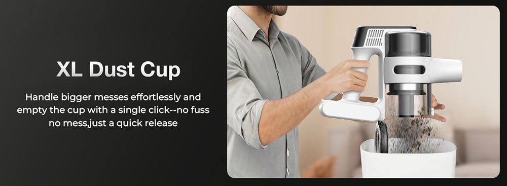 Bezdrátový tyčový vysavač MOOSOO S5 Mate, výkonný sací výkon 20 kPa, doba provozu 55 minut, nádoba na prach o objemu 1 l, zelená LED technologie, dobíjecí pro snadné čištění domácnosti, dřevěných povrchů, koberců a zvířecích chlupů