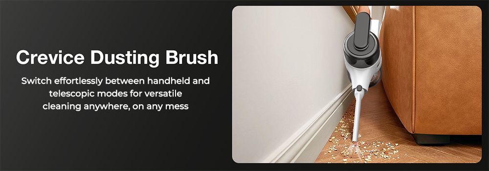 Bezdrátový tyčový vysavač MOOSOO S5 Mate, výkonný sací výkon 20 kPa, doba provozu 55 minut, nádoba na prach o objemu 1 l, zelená LED technologie, dobíjecí pro snadné čištění domácnosti, dřevěných povrchů, koberců a zvířecích chlupů