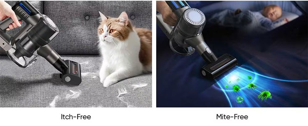 Bezdrátový vysavač MOOSOO TD1-Mate, sací tlak 33 kPa, LED displej, doba provozu 45 minut, bezkartáčový motor 420 W, zelené světlo, na dřevěné podlahy, koberce a zvířecí chlupy