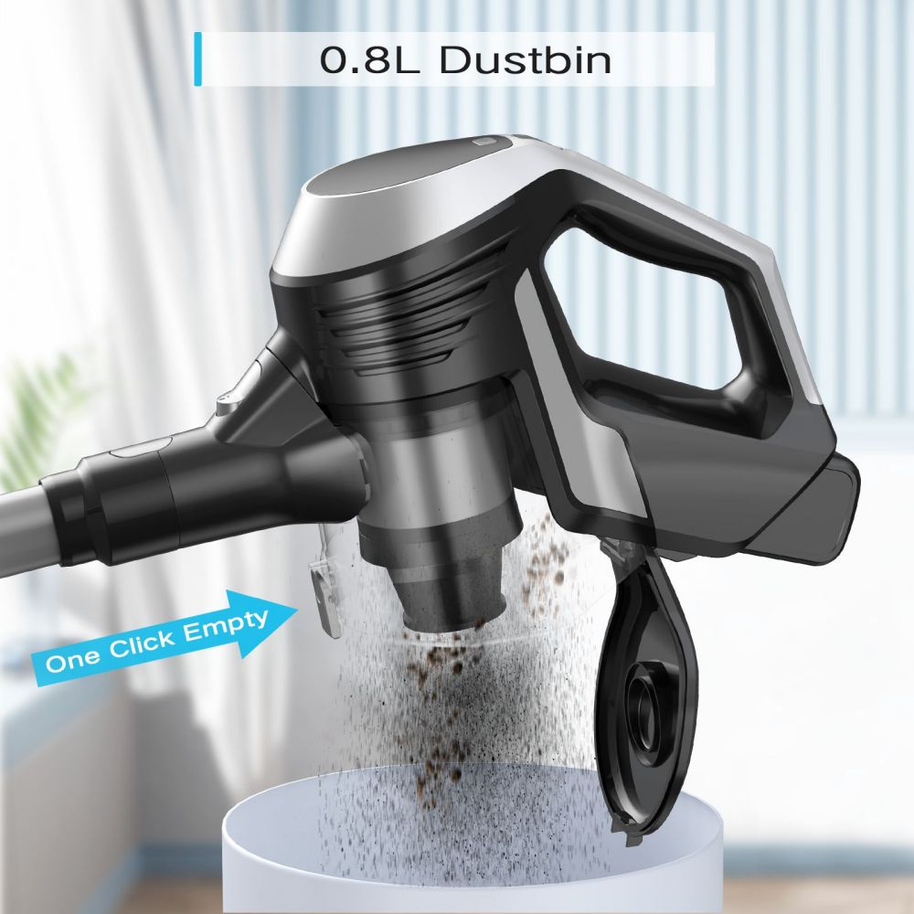 Bezdrátový vysavač MOOSOO YC1, vysoký sací výkon 12 kPa, doba provozu až 40 minut, LED displej, multicyklónový filtrační systém, nádoba na prach o objemu 0,8 l, flexibilní otočná hlava, zelené světlo, ergonomická teleskopická trubice, na tvrdé podlahy a koberce s chlupy domácích mazlíčků