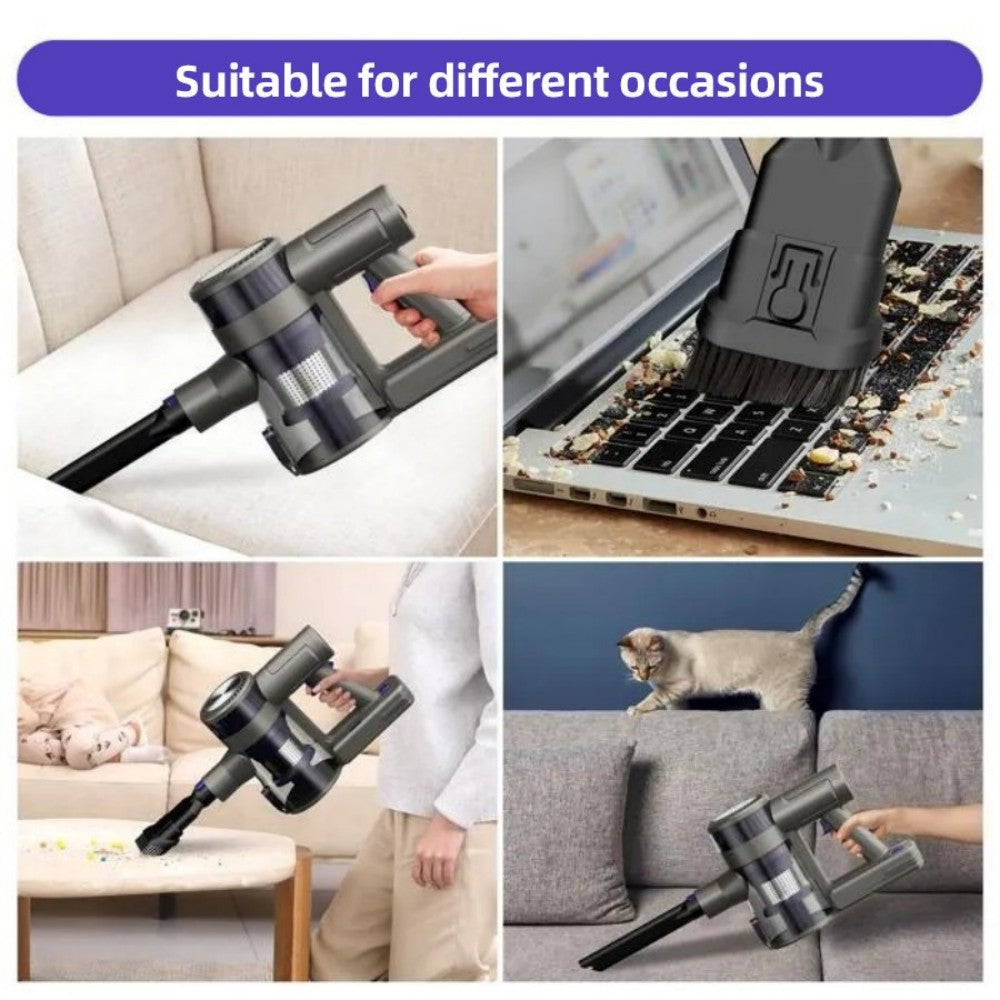 Bezdrátový vysavač MOOSOO YG-618-B, flexibilní otočení o 180°, dobíjecí držák, vysoký sací tlak 48 kPa, kartáč proti zamotání, LED displej, na tvrdé podlahy, zvířecí chlupy a koberce, fialový