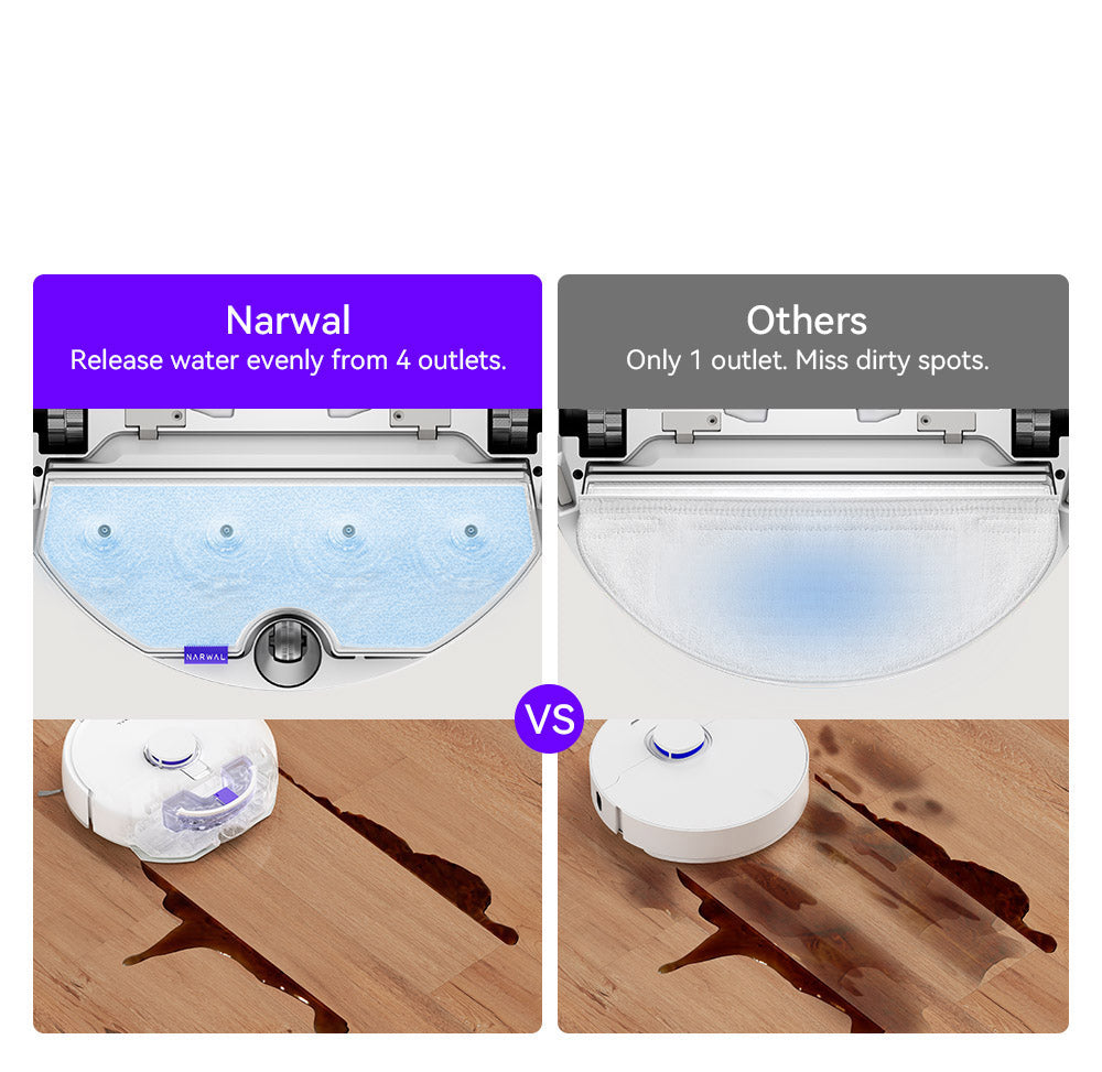Robotický vysavač a mop Narwal Freo X Plus s vestavěným vyprazdňováním prachu, silným sacím výkonem 7800 Pa, plovoucím kartáčem bez zamotávání, ovládáním pomocí Alexa/Google Assistant/aplikace, ideální pro domácí chlupy, tvrdé podlahy a dřevěné podlahy
