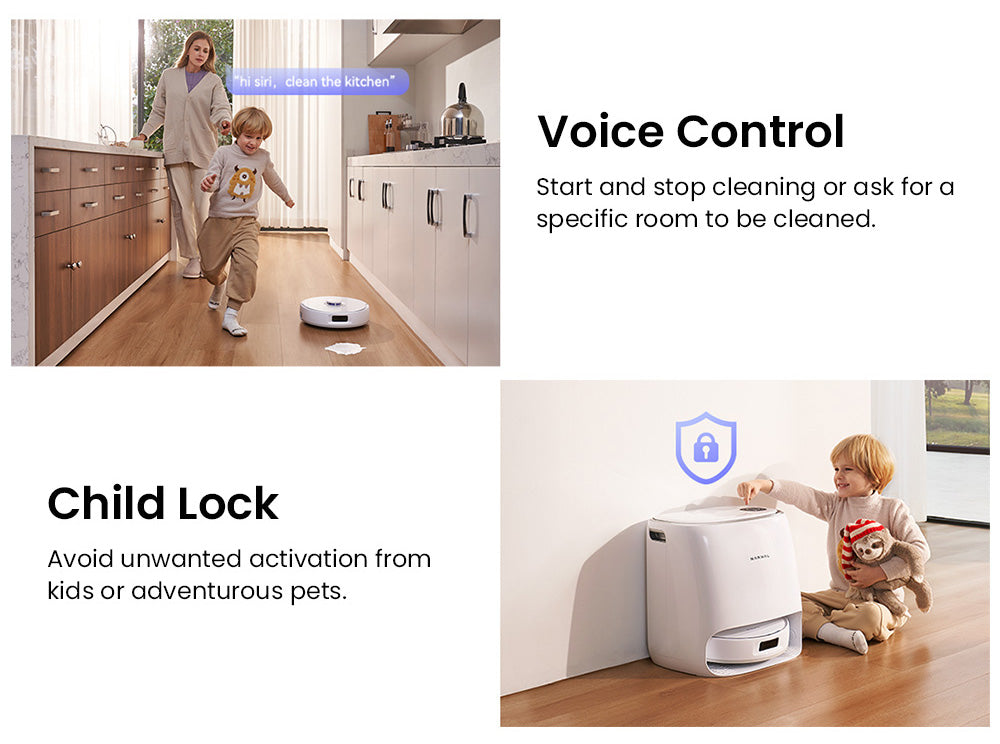 Robotický vysavač a mop Narwal Freo X Ultra s automatickým mytím a samovyprazdňováním, silným sacím výkonem 8200 Pa, plovoucím kartáčem bez zamotávání, automatickým zvedáním mopu do 12 mm, univerzální základnovou stanicí